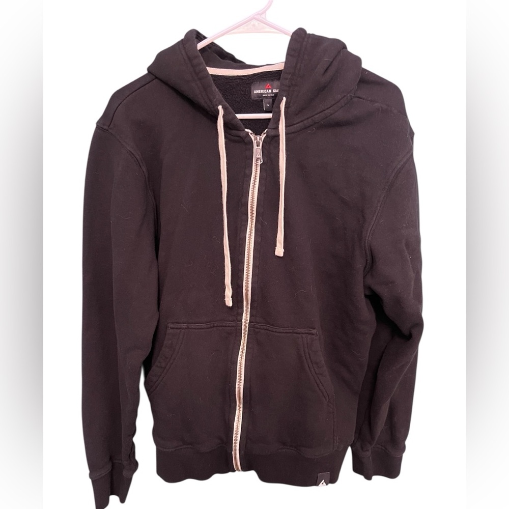 American Giant Rare Classic Full-Zip Hoodie Black Large USA-Made